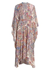 Etro Allover Paisley Silk-Blend Belted Caftan