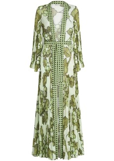 Etro Berry-print pleated beach cover-up