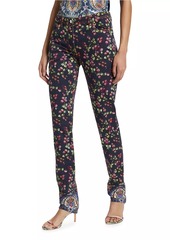 Etro Berry-Printed Mid-Rise Skinny Jeans