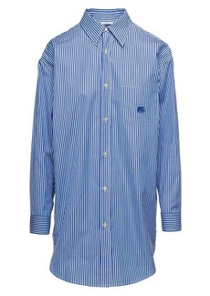 Etro Blue Striped Shirt with Drawing Detail on the Pocket in Cotton Woman