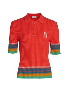 Etro Candy Stripe Ribbed Knit Polo