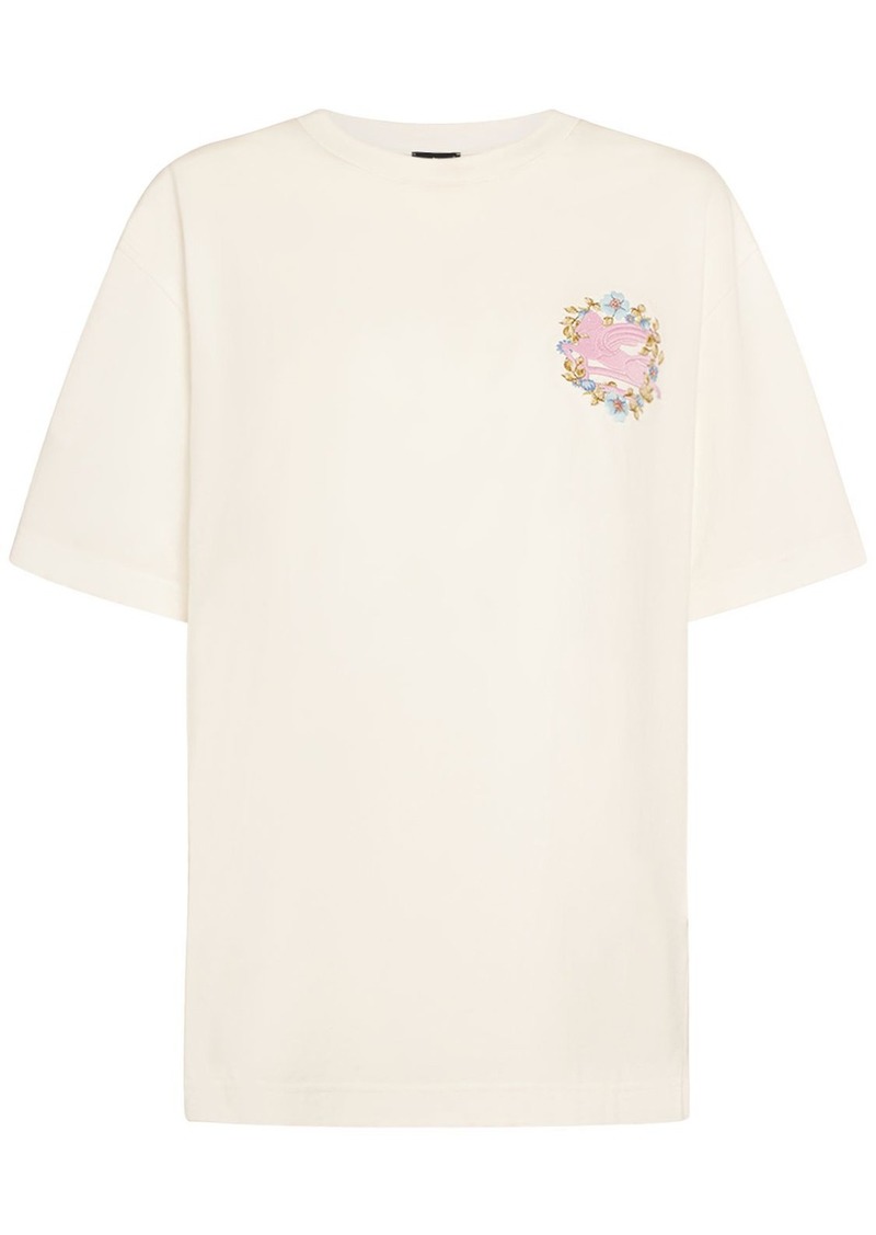 Etro Cotton Crewneck T-shirt W/embroidery