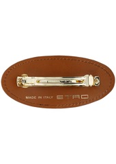 Etro Crown Me Amber & Leather Oval Hair Clip