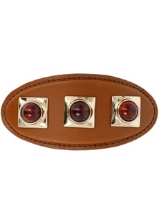 Etro Crown Me Amber & Leather Oval Hair Clip
