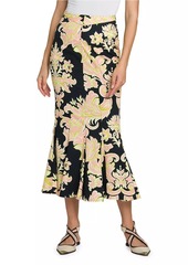 Etro Damask Godet Midi-Skirt