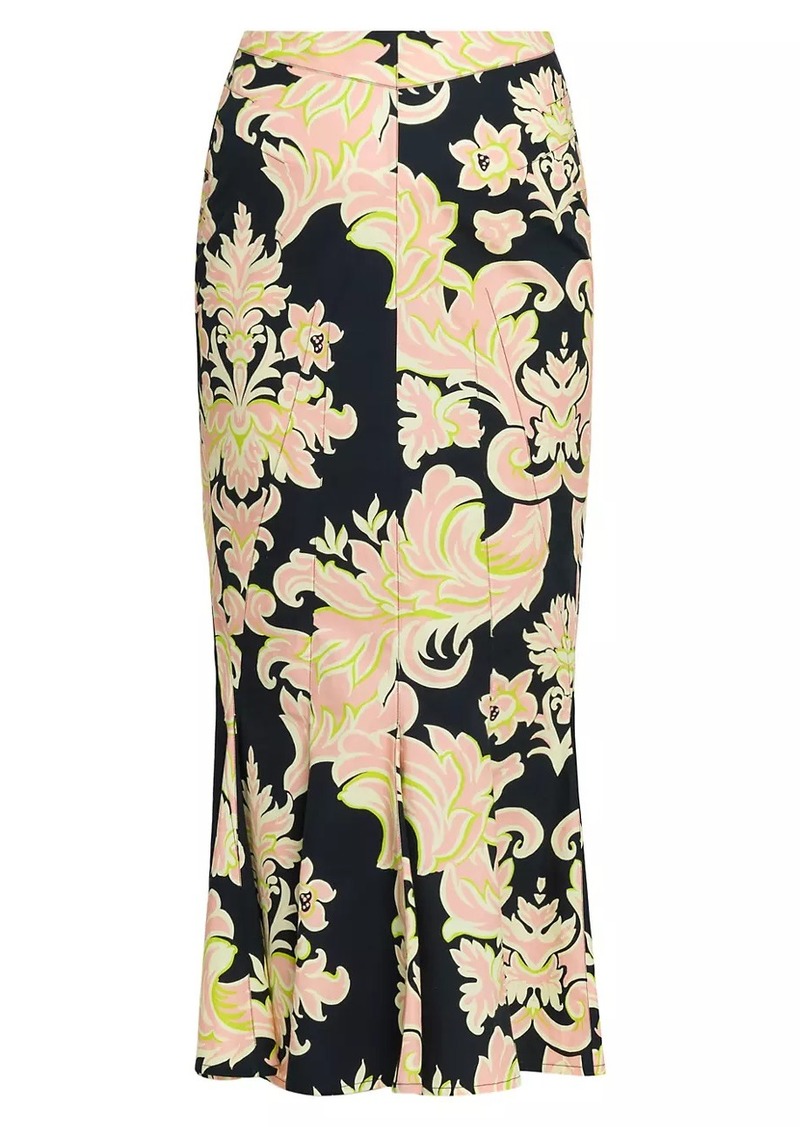 Etro Damask Godet Midi-Skirt