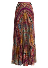 Etro Devon Stained Glass Pleated Maxi Skirt