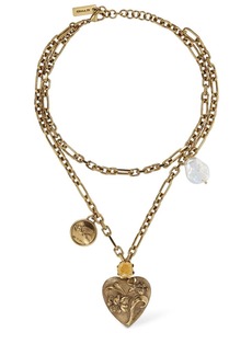 Etro Double Wire Heart Charm Necklace