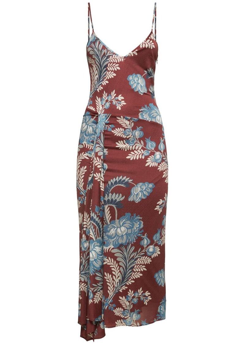 Etro Draped Printed Viscose Long Dress