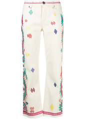 Etro embroidered cropped jeans