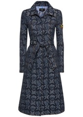 Etro Embroidered Denim Belted Long Coat