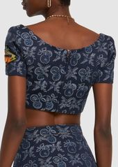 Etro Embroidered Denim Crop Top