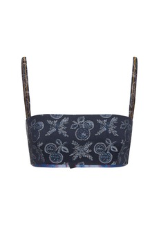 Etro Embroidered Denim Crop Top