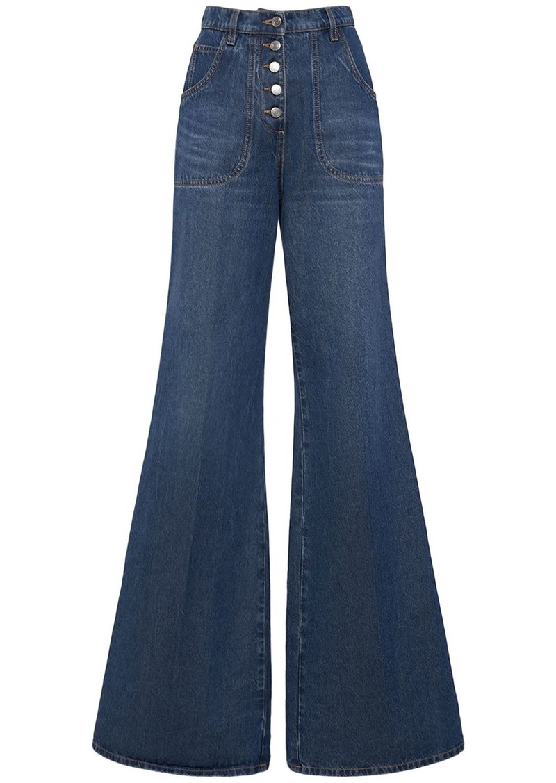 Etro Embroidered Denim Flared Jeans