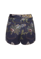 Etro Embroidered Denim Mini Shorts