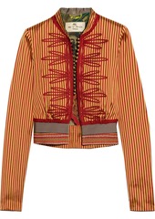 Etro - Appliquéd striped silk jacket - Yellow - IT 46