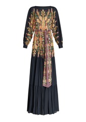 Etro - Belted Printed-Crepe Maxi Dress - Black - IT 44 - Moda Operandi