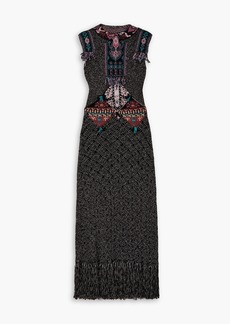 Etro - Camille fringed metallic jacquard-knit maxi dress - Black - IT 46