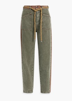 Etro - Color-block denim tapered jeans - Green - 25