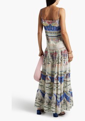 Etro - Crocheted lace-trimmed printed silk-georgette maxi dress - Green - IT 40