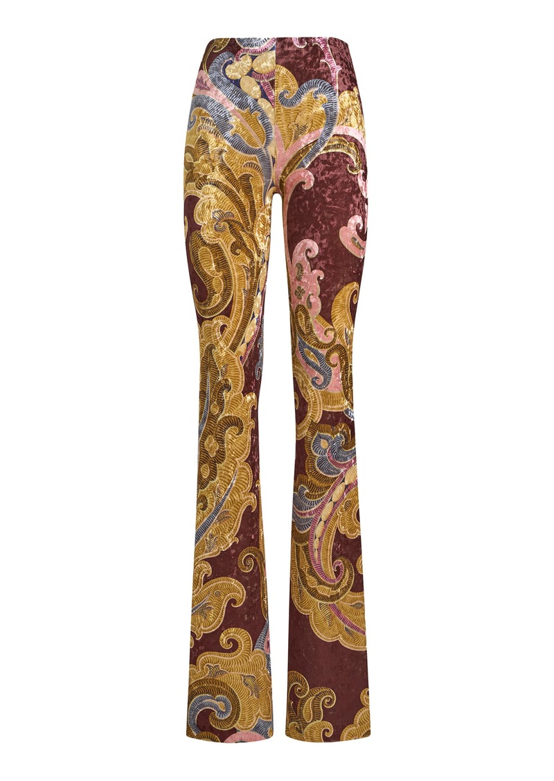 Etro - Crushed Velvet Flared Pants - Multi - IT 40 - Moda Operandi