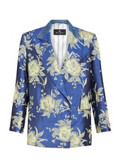 Etro - Denim-Trimmed Floral-Satin Blazer - Blue - IT 38 - Moda Operandi