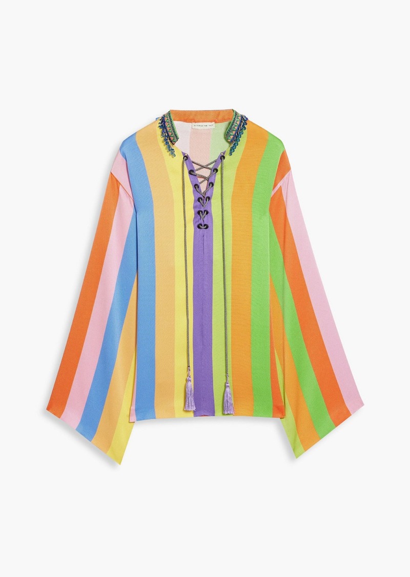 Etro - Embellished striped silk-satin top - Multicolor - IT 42