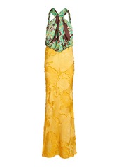 Etro - Embroidered Jacquard Twisted Halter Maxi Dress - Multi - IT 40 - Moda Operandi