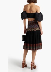 Etro - Embroidered pleated wool-blend skirt - Black - IT 40