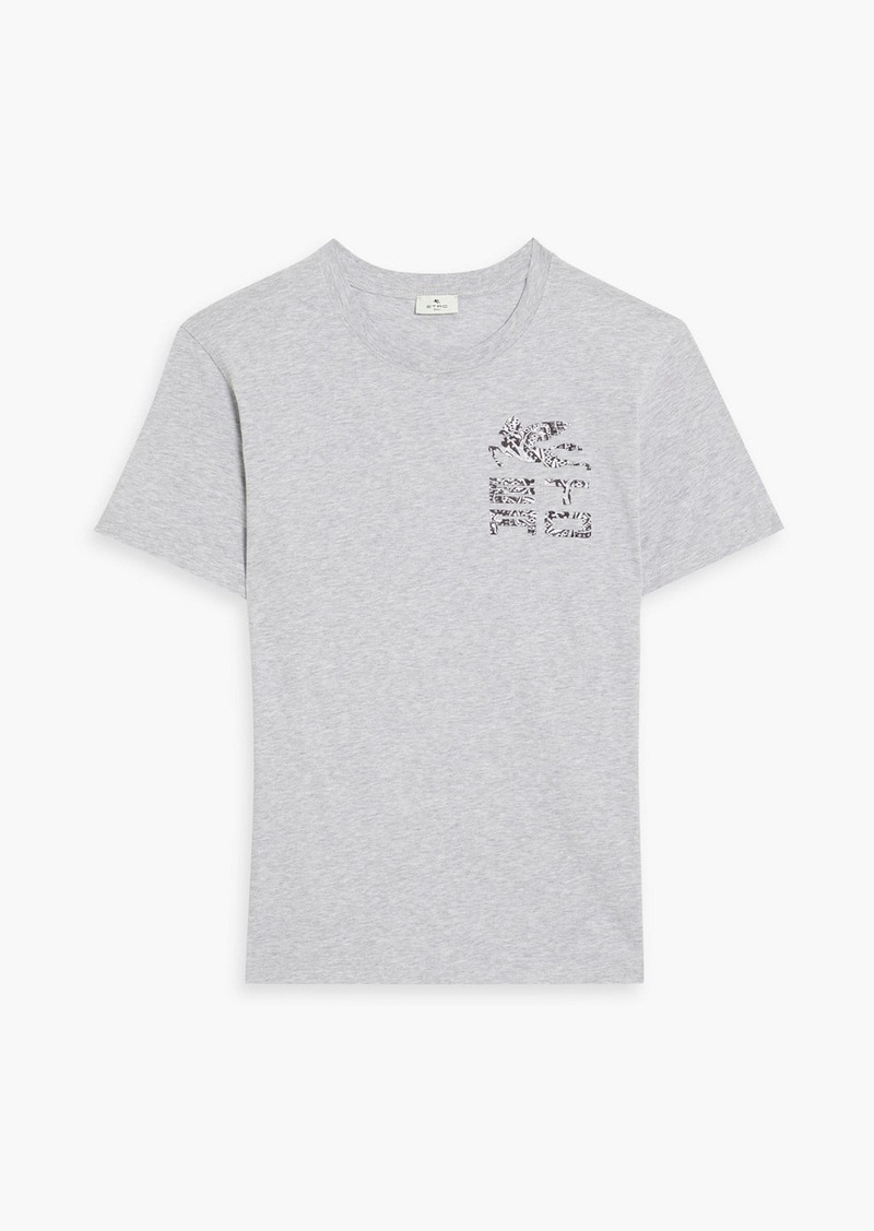 Etro - Flocked cotton-jersey T-shirt - Gray - XL