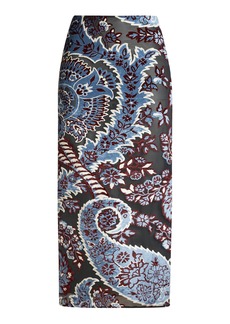 Etro - Flocked Velour Midi Skirt - Multi - IT 40 - Moda Operandi