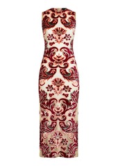 Etro - Flocked Velour Sleeveless Midi Dress - Multi - IT 42 - Moda Operandi