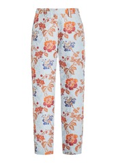 Etro - Floral-Jacquard High-Rise Slim-Leg Cropped Trousers - Blue - IT 44 - Moda Operandi