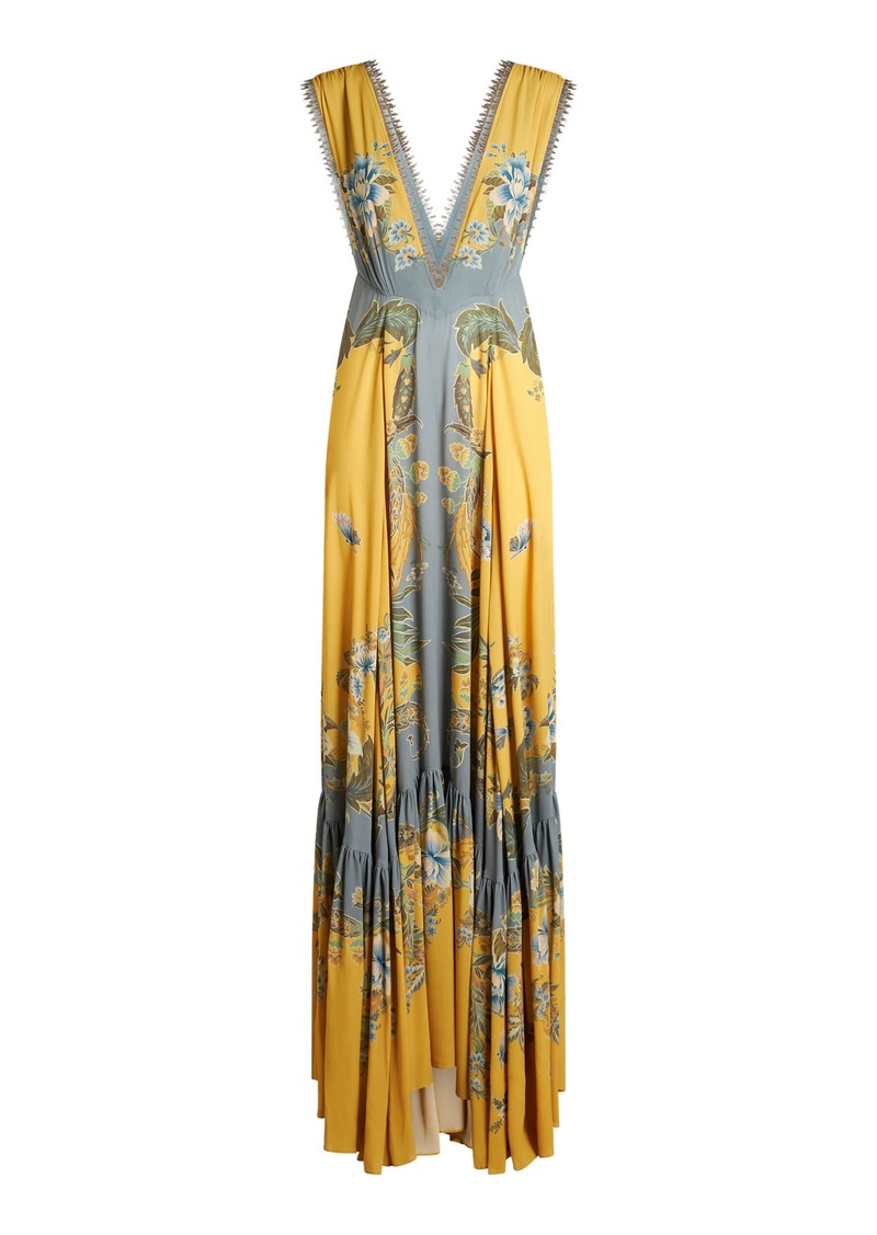 Etro - Floral Jersey Maxi Dress - Yellow - IT 42 - Moda Operandi