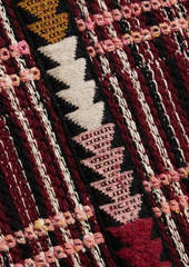 Etro - Fringed jacquard-knit wool-blend poncho - Burgundy - S