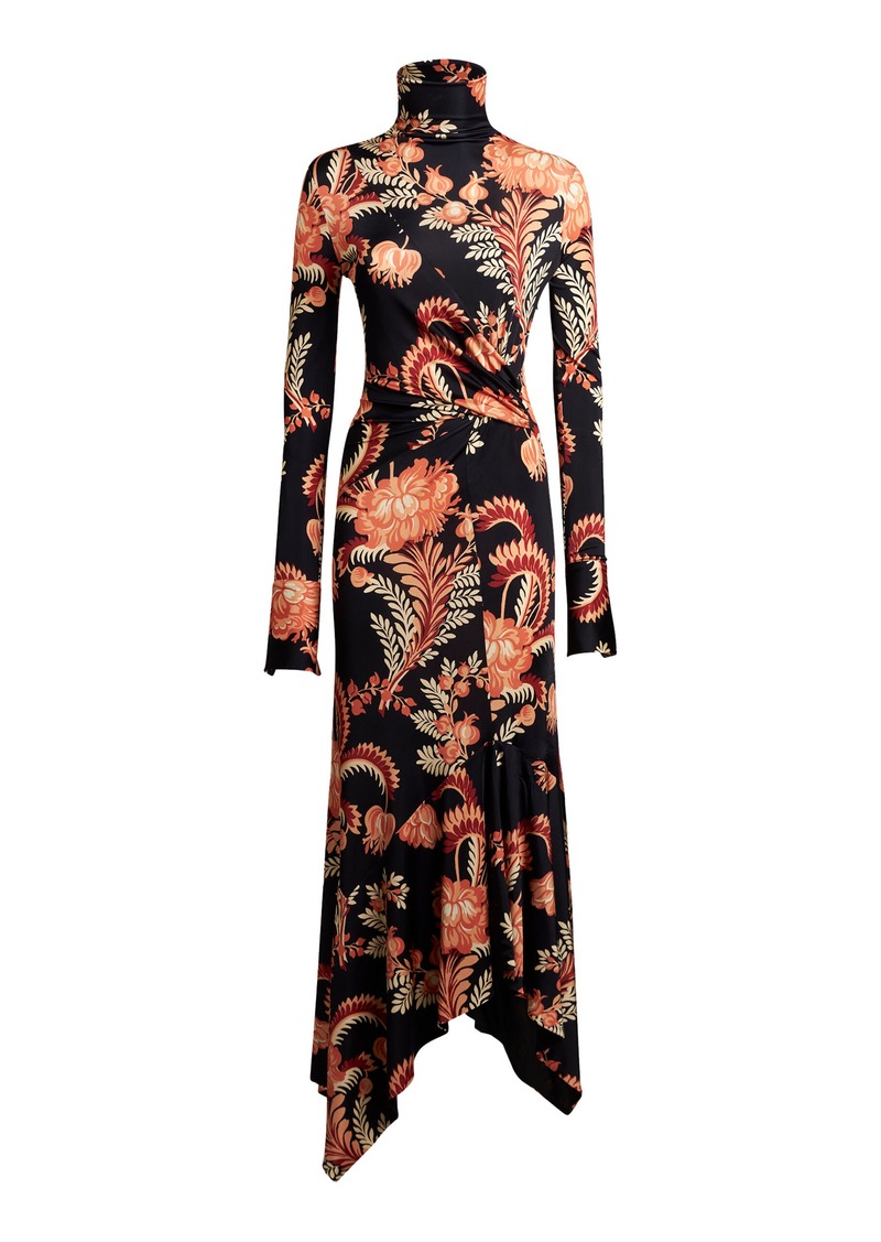 Etro - Gathered Jersey Midi Dress - Multi - IT 38 - Moda Operandi