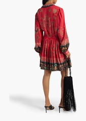 Etro - Gathered paisley-print wool and silk-blend mini dress - Red - IT 48