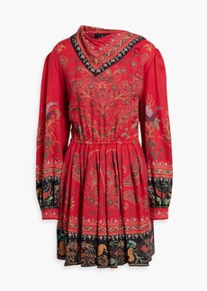 Etro - Gathered paisley-print wool and silk-blend mini dress - Red - IT 48