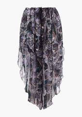 Etro - Gathered printed silk-chiffon midi skirt - Black - IT 42