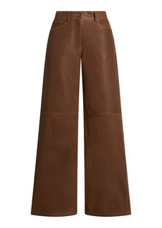 Etro - High-Rise Leather Wide-Leg Pants - Brown - IT 44 - Moda Operandi