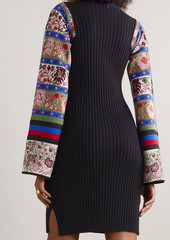 Etro - Irma intarsia ribbed wool-blend mini dress - Black - IT 38