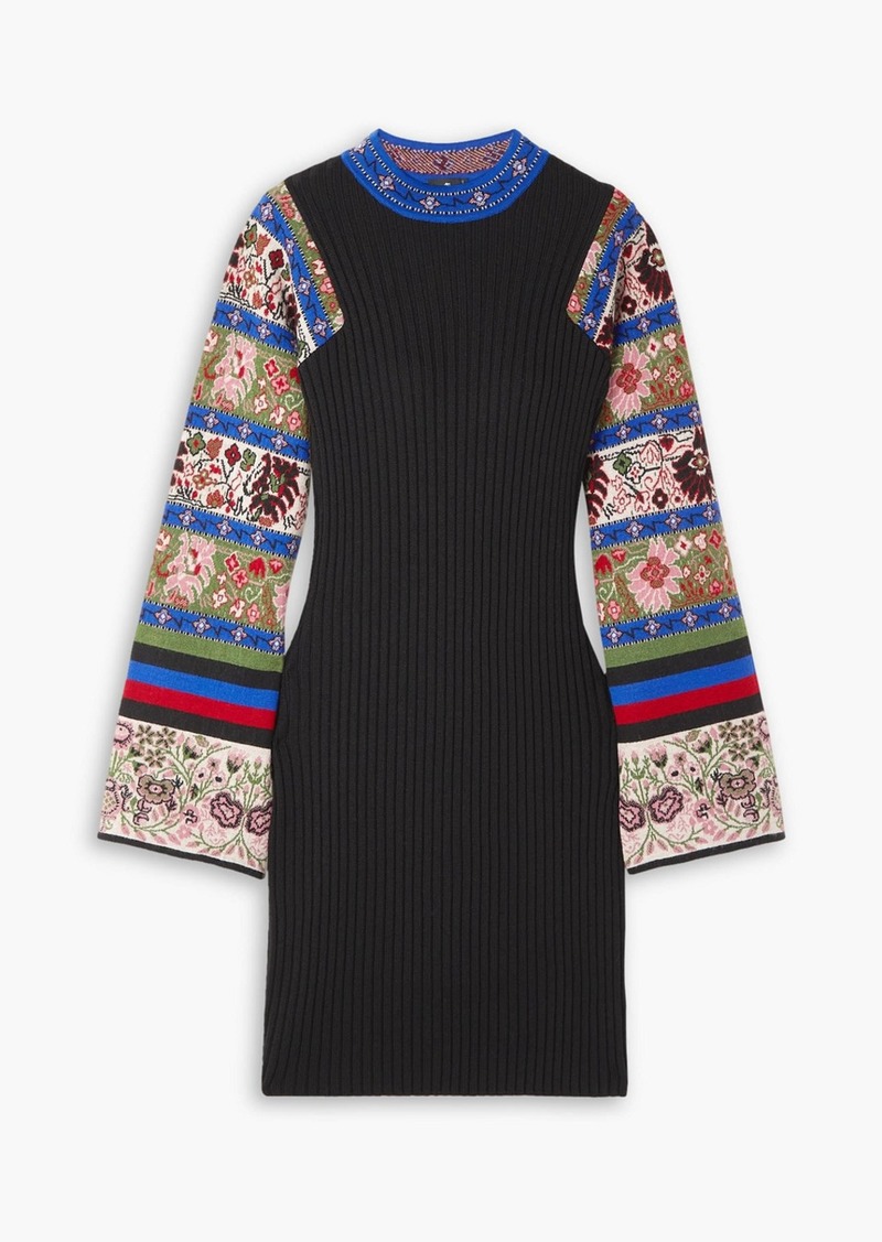 Etro - Irma intarsia ribbed wool-blend mini dress - Black - IT 38