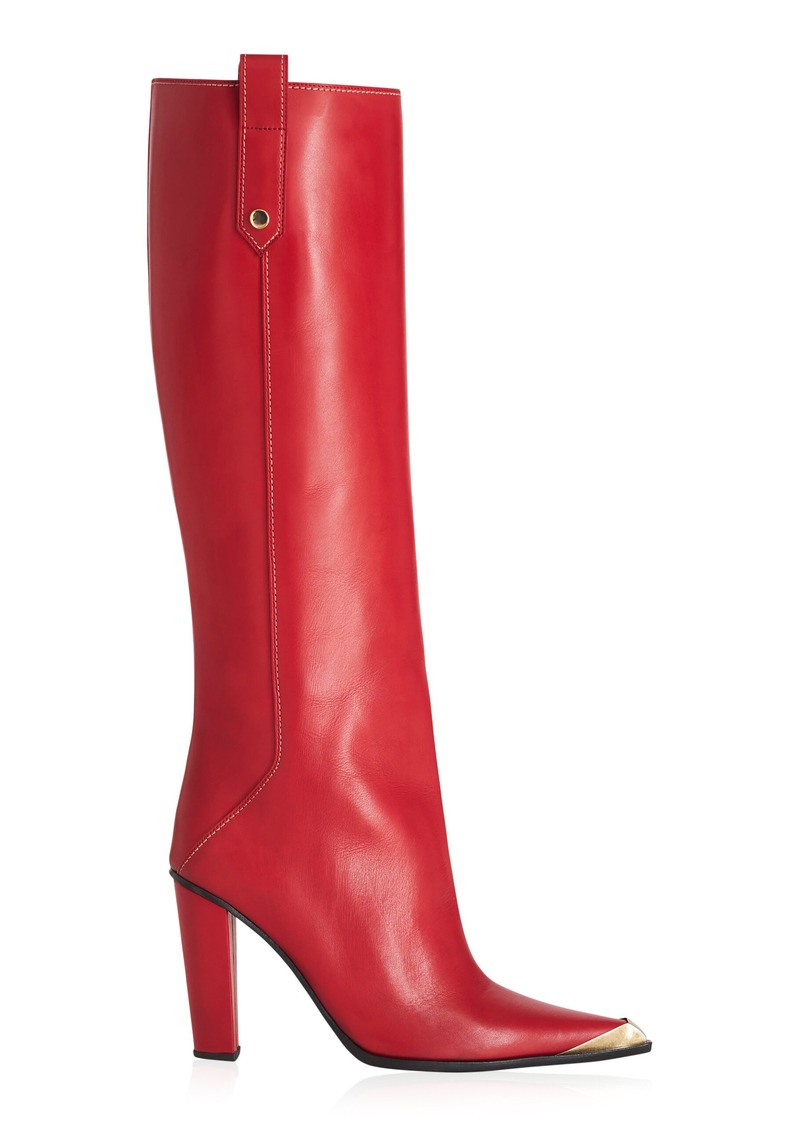 Etro - Leather Knee-High Boots - Red - IT 37 - Moda Operandi