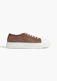 Etro - Leather-trimmed printed canvas sneakers - Brown - EU 42