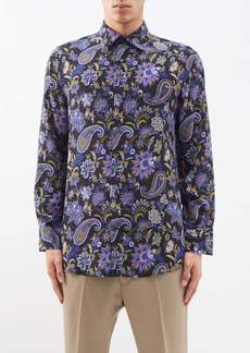 Etro - Paisley-print Silk Shirt - Mens - Blue Multi