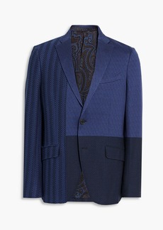 Etro - Patchwork-effect crochet-paneled cotton-jacquard blazer - Blue - IT 52