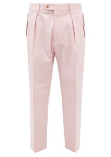 Etro - Pleated Cotton-blend Twill Trousers - Mens - Pink