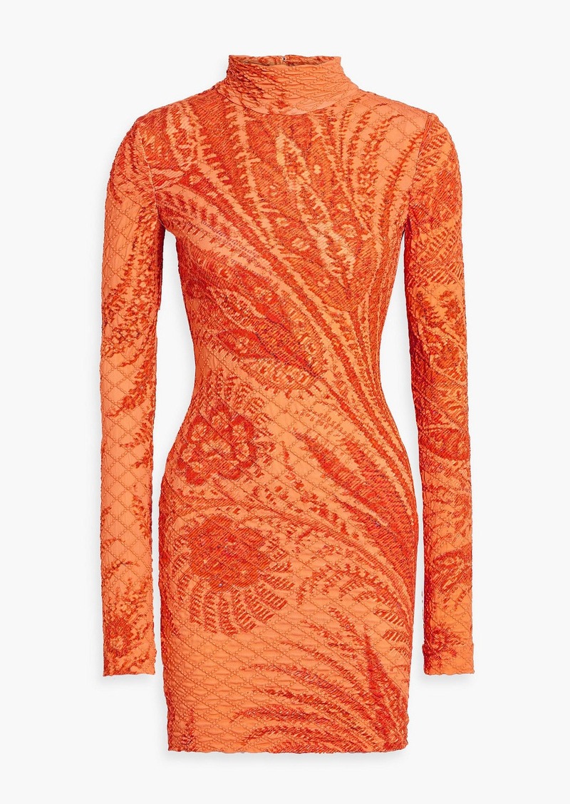 Etro - Printed quilted stretch-jersey mini dress - Orange - IT 40