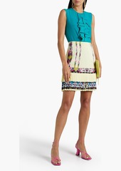 Etro - Pleated printed silk crepe de chine mini skirt - Yellow - IT 42