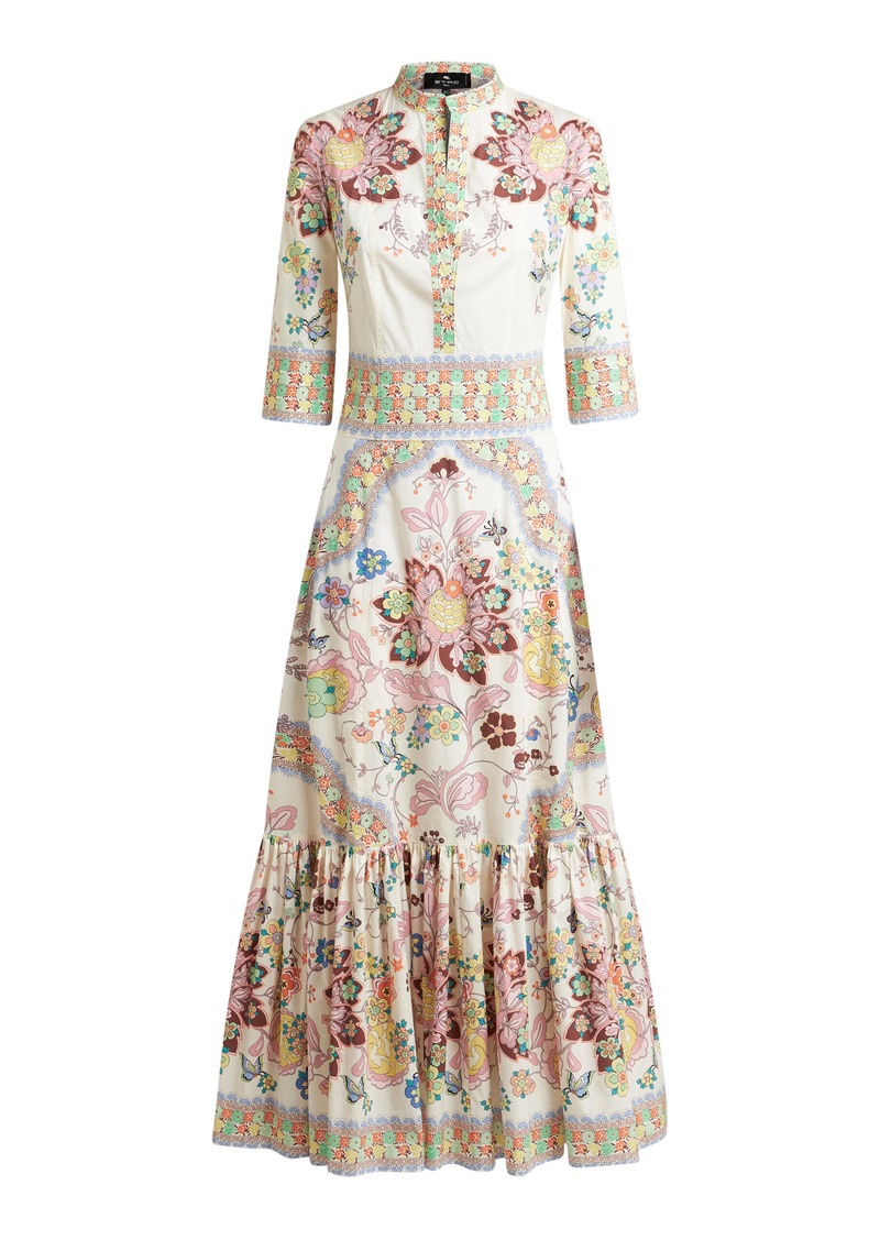 Etro - Printed Stretch-Cotton Midi Dress - Multi - IT 44 - Moda Operandi